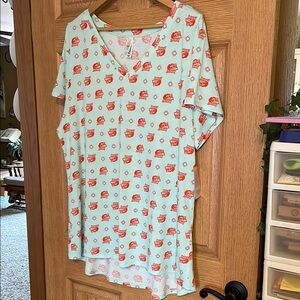 Light Green Top with Red Wolf Pattern